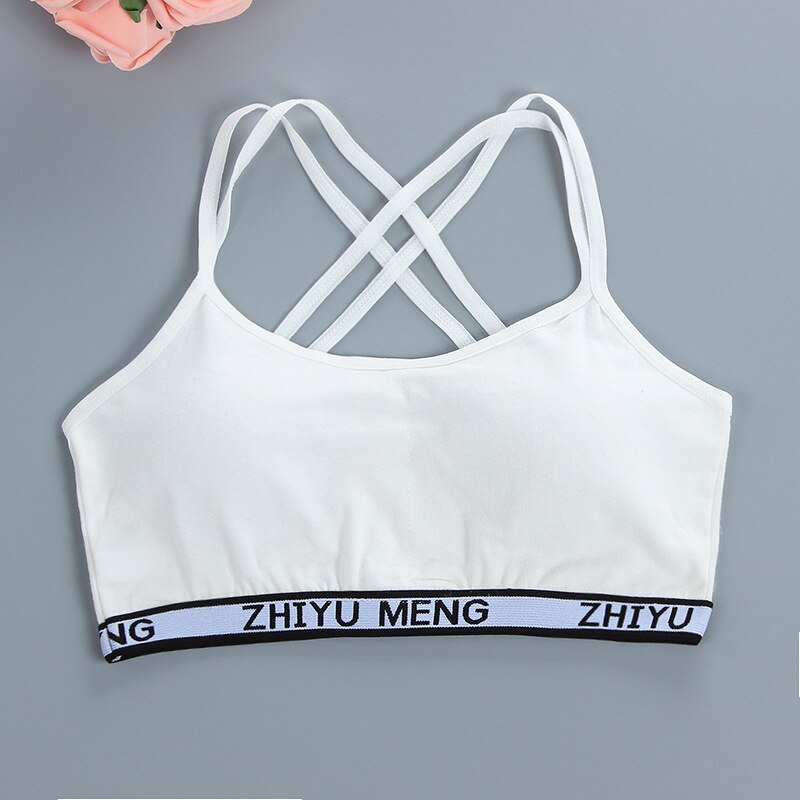 Cotton Womens Bra Non-wired Tube Top Lingerie Teen Girls Underwear Training Bras Big Children Shaping Breathable Elasticity Vest: White