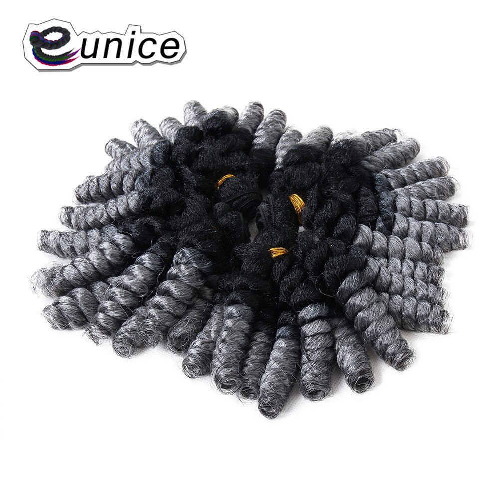 Eunice Funmi Curly Hair Bundles 4Pcs/Pack 18inch *4 Synthetic Hair Weave Ombre Color Grey/BUG/#30 Fiber Hair Extension