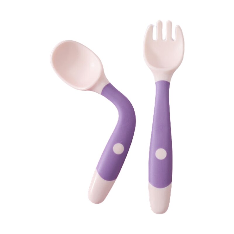impostato di forchette per cucchiaio per bambini impostato di posate per stoviglie in silicone morbido pieghevole pieghevole 87HD