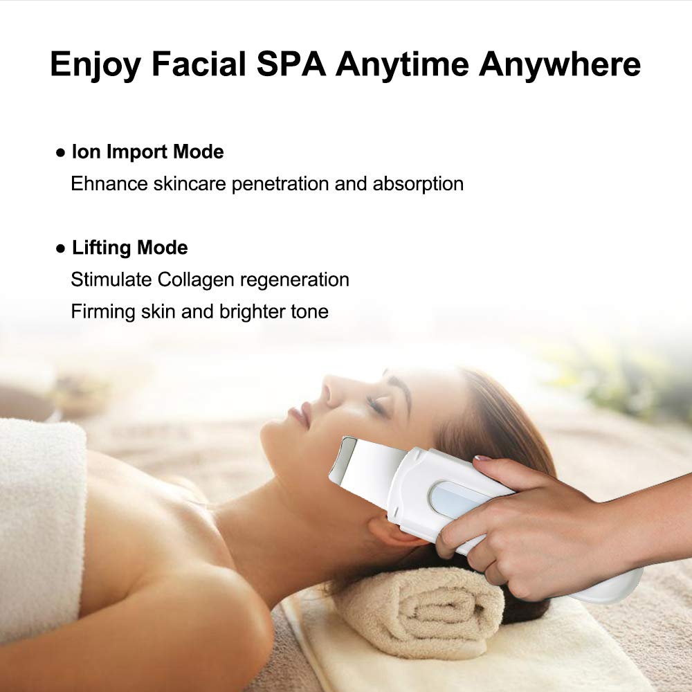 Ultrasonic Ion Skin Scrubber Deep Face Cleaning Spatula Peeling Shovel Facial Lifting Blackhead Pore Cleaner Beauty Instrument