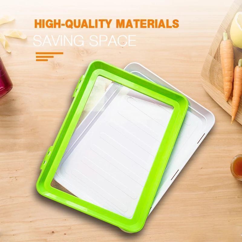 Rectangular Food Preservation Tray Stackable Food Fresh Tray Magic Elastic Fresh Tray Reusable Food Storage Container: Green