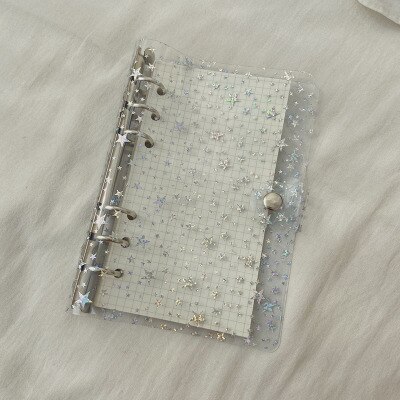 A6 glitter notesbog 6 ringe ringbind løst blad gennemsigtig mappe planlægger kawaii papirvarer journal notesbog kontorartikler: Klar stjerne