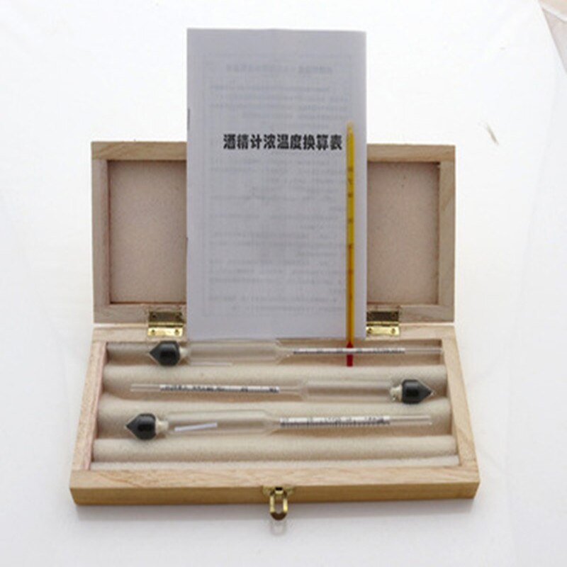 Miernik stężenia alkoholu miernik stężenia wódka alkohol whisky areometr wina w drewnianym pudełku (0-40%, 30-70%, 70-100%)