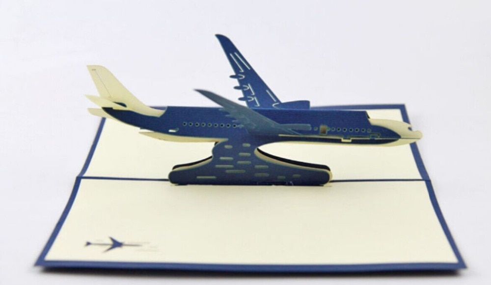 Airplane pop up card /3D airpcraft kirigami card/ handmade greeting cards for men