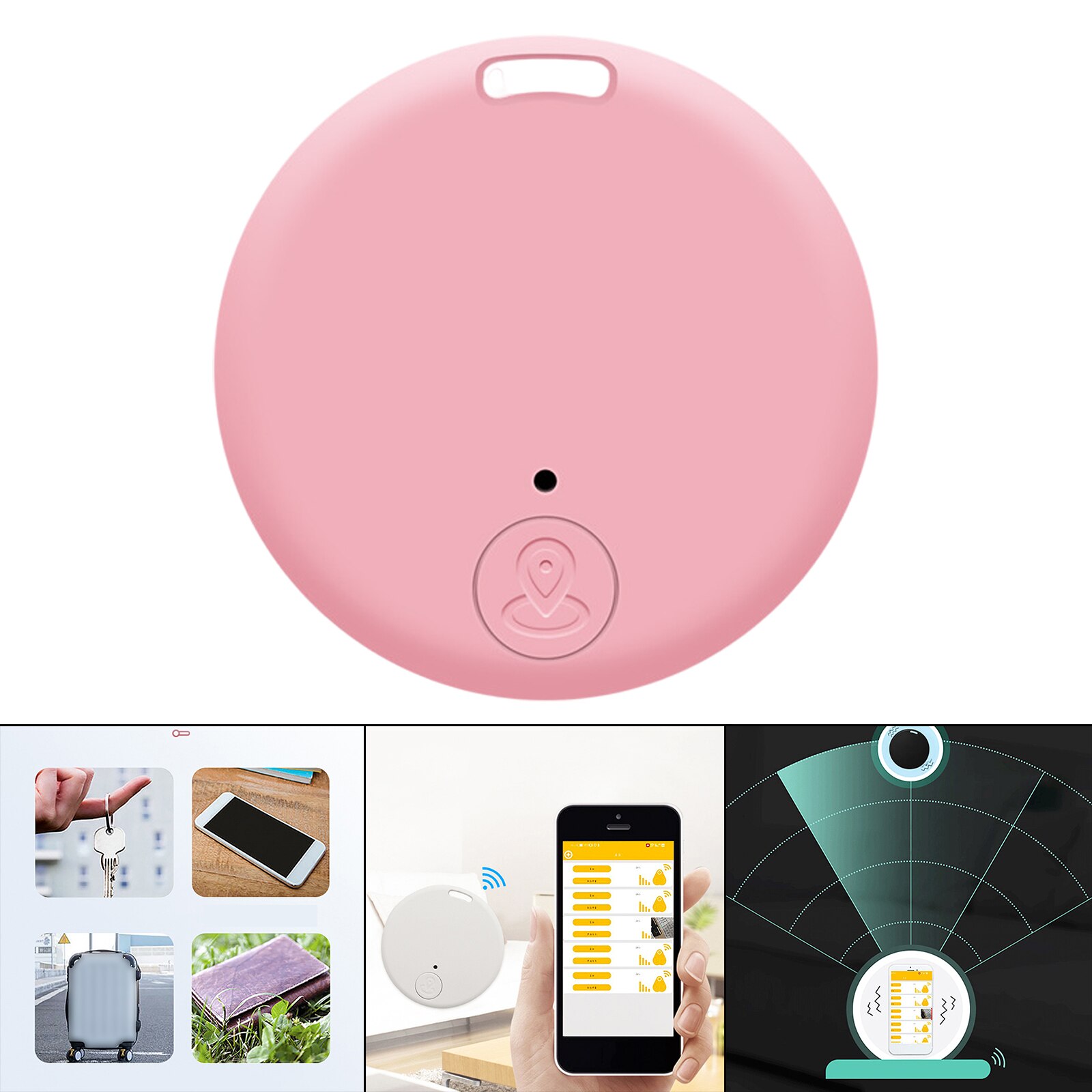 Bluetooth Tracker Key Finder Location Keychain Device Photo Control CR2032 Battery for Keys Purse Wallet Backpacks: Pink