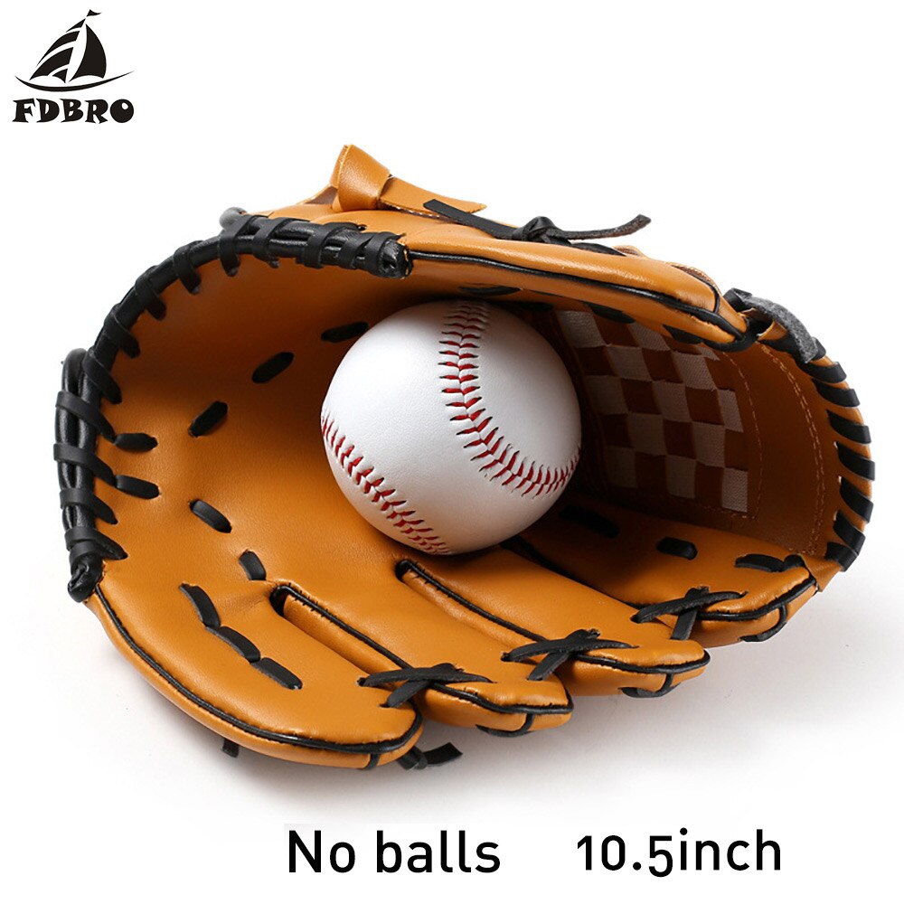 Fdbro baseball handske udendørs sport brun softball træningsudstyr størrelse 10.5/11.5/12.5 venstre hånd kvinde baseball træning: Brun 10.5