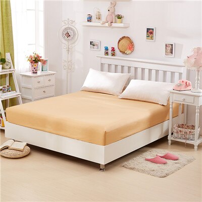 Hoeslaken elastisch matrashoes effen rood bedlinnen matraskussenhoes sprei plat laken kussensloop 3 stuks/set: Khaki / 120 by 200cm