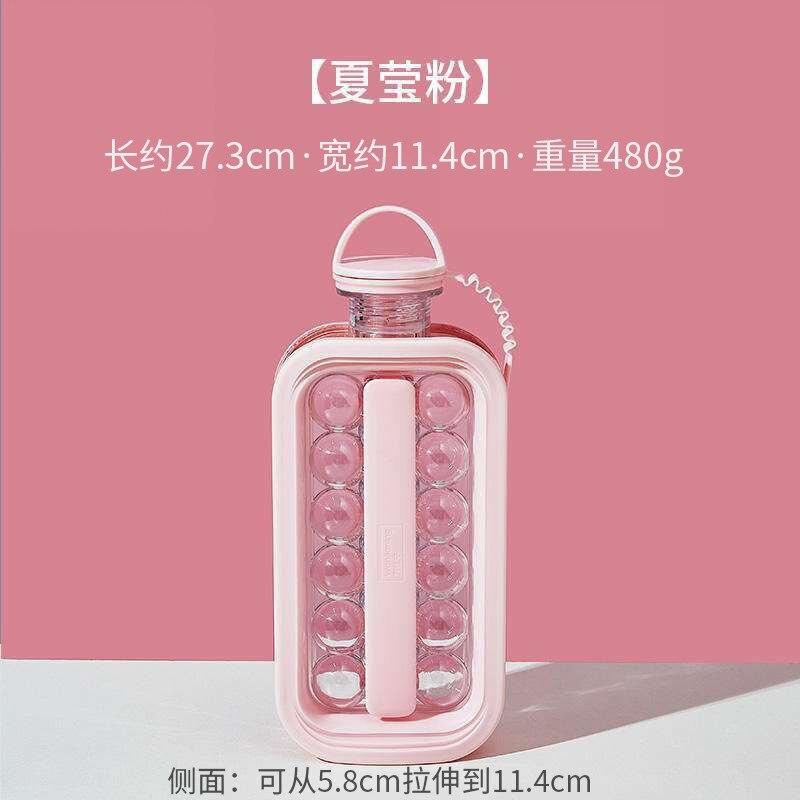 Ice Ball Maker 2 In 1 Draagbare Ice Fles Cubic Container Ice Cube Ronde Tray Mold Diy Iattice Ketel bar Keuken Tool: pink