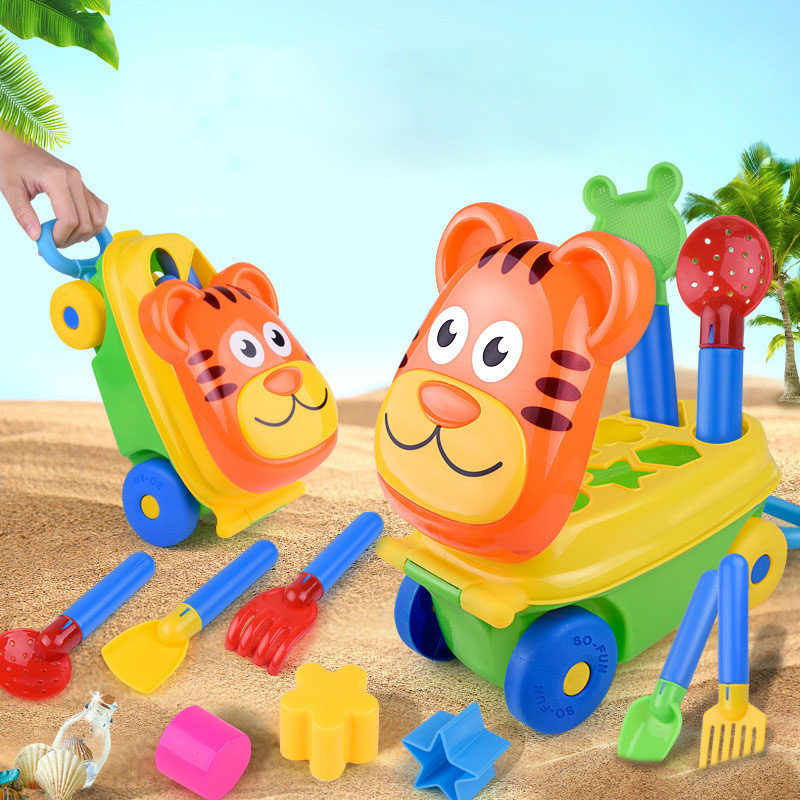 15Pcs Zomer Kinderen Strand Speelgoed Strand Tool Set Kinderen Hand Winkelwagen Strand Speelgoed Set Zomer Strand Speelgoed