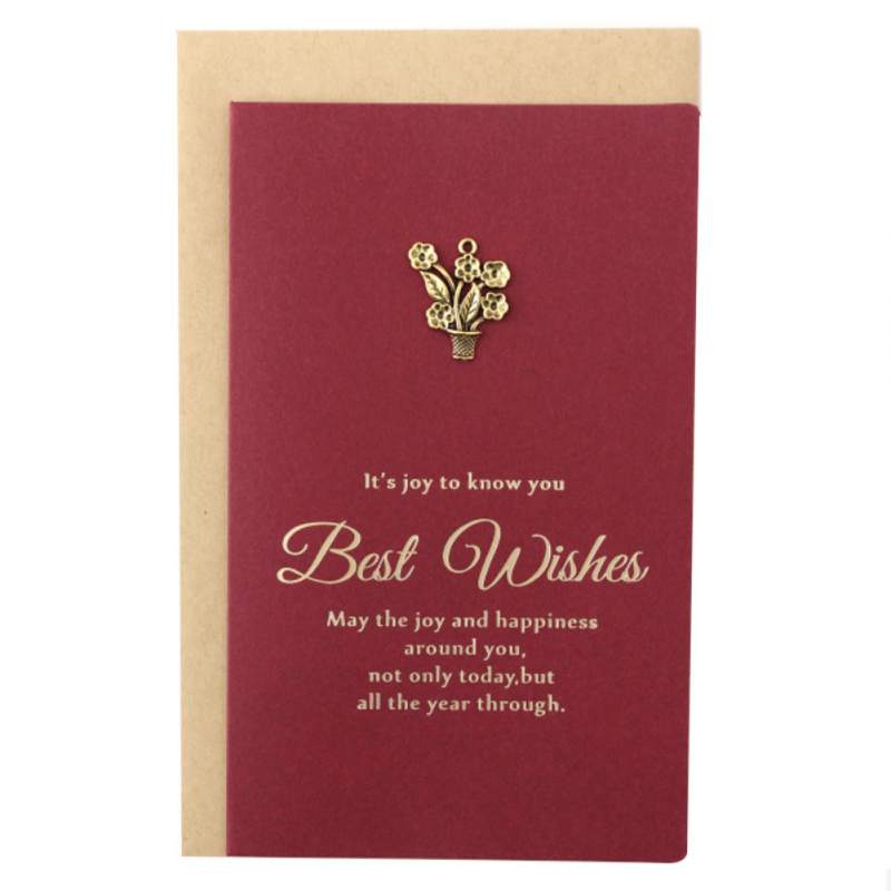 Retro Red card DIY folding birthday wish card Valentine's Day Christmas Cards general Xmas Blessing Card: 2