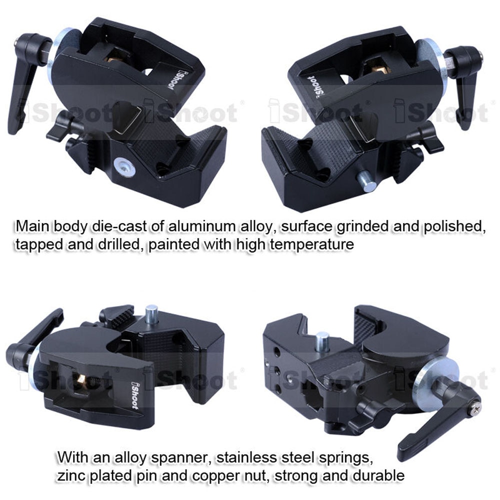 Universal Strong Metal Crab Clamp Pliers Camera Holder for Tripod Light Stand Boom 5cm Round Pipes 3cm Square Tubes Max. 10kg