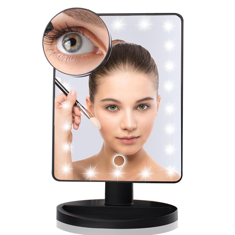 Verlichte Make-upspiegel Spiegel Met 22 Led Verlichting Touch Screen Dimbare 10x Vergrootglas Spot Spiegels 180 Swivel Rotatie