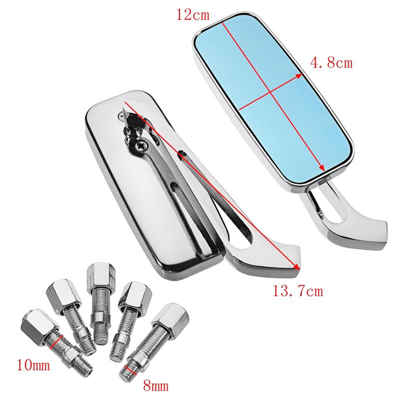 1 Paar Motorcycle Spiegel Moto Fiets Achteruitkijkspiegel Achteruitkijkspiegels Legering Motorfiets Achteruitkijkspiegels 8Mm/10Mm Blauw, p-115