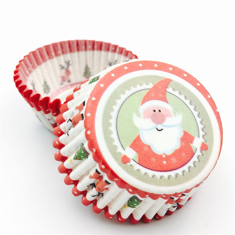 100 stks/partij Kerst Kerstman cupcake baking cups cupcake liners papier cake tray mold cake decorating gereedschap