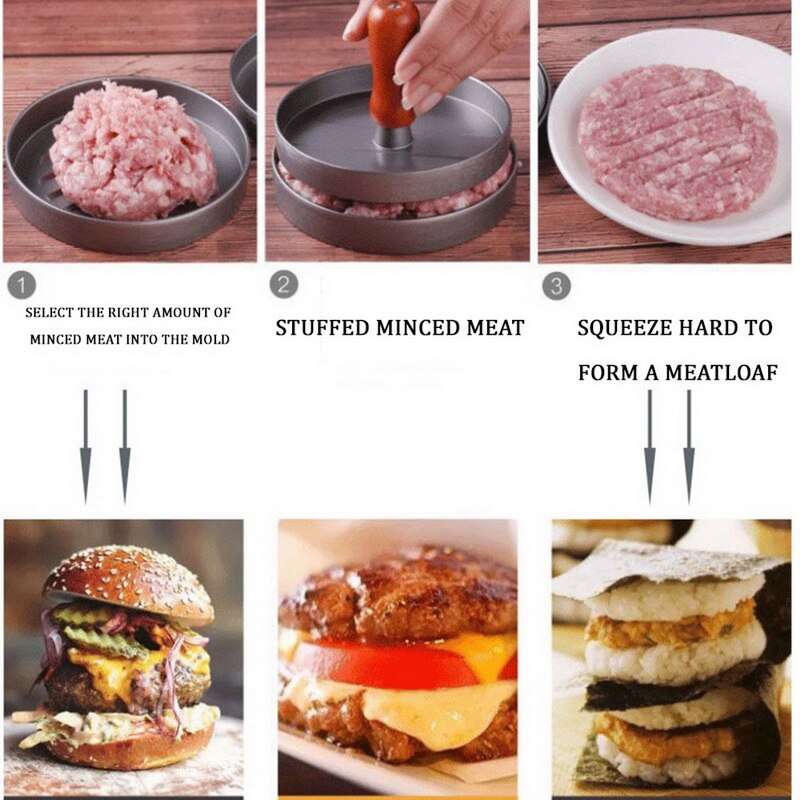 Keuken ronde vorm pers voedselveilige hamburger vleespers rundvlees grill hamburger pers patty maker mal mal gereedschap