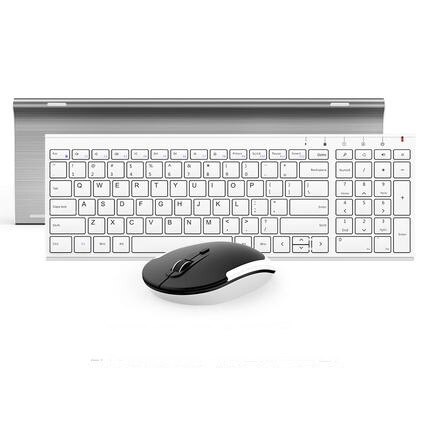 B.O.W HW193 Metal Plate 2.4Ghz Wireless Keyboard and Mouse Combo,Ultra slim Keyboard with Ergonomic for Laptops Desk ,PC