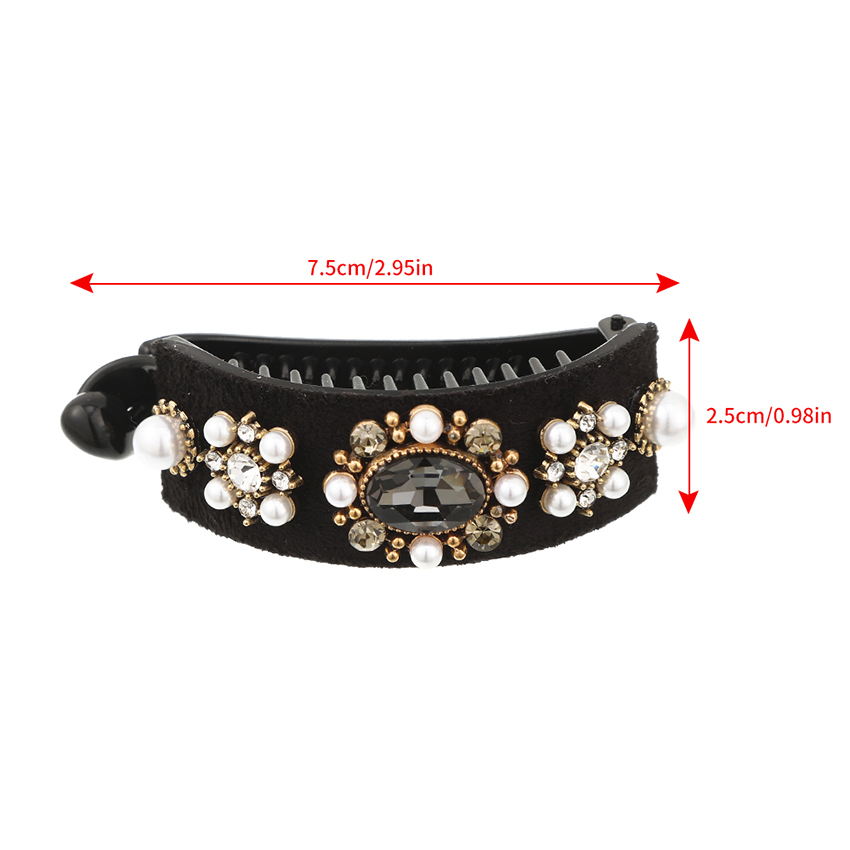 Retro Rhinestone Flocking Hair Clip Women's Back Of The Head Duckbill Clip Accessory Headband Hair Clip Hair Accessories