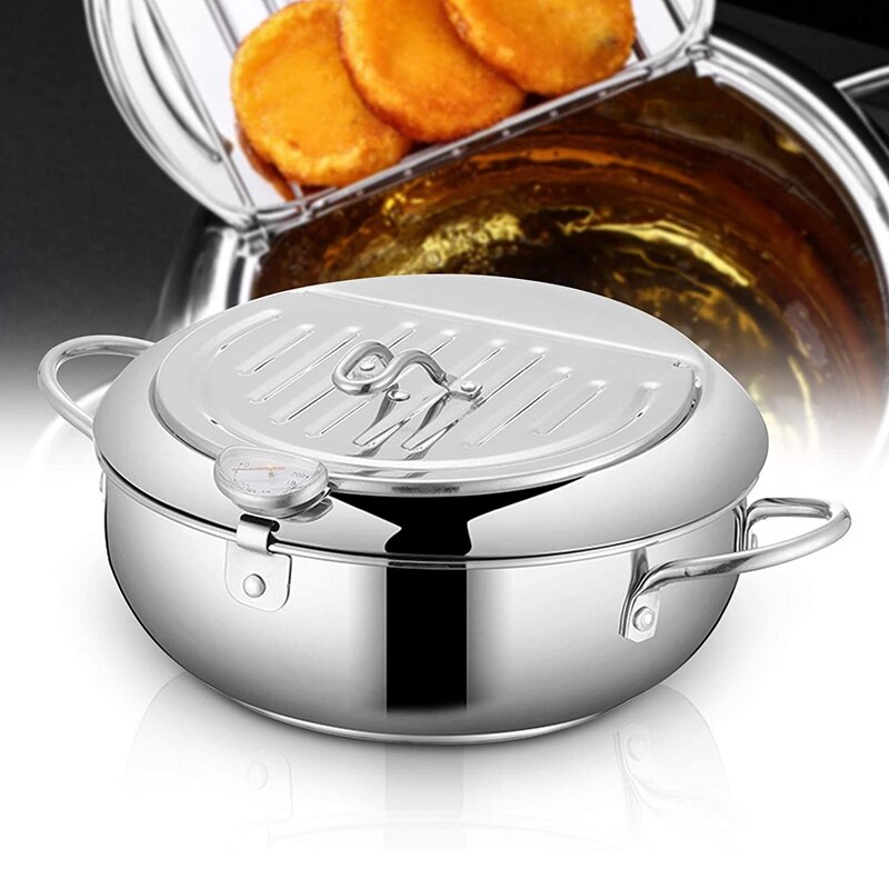 Friteuse Tempura, Friteuse Japonaise Tempura En Acier Inoxydable Antiadhesif avec Controle De La