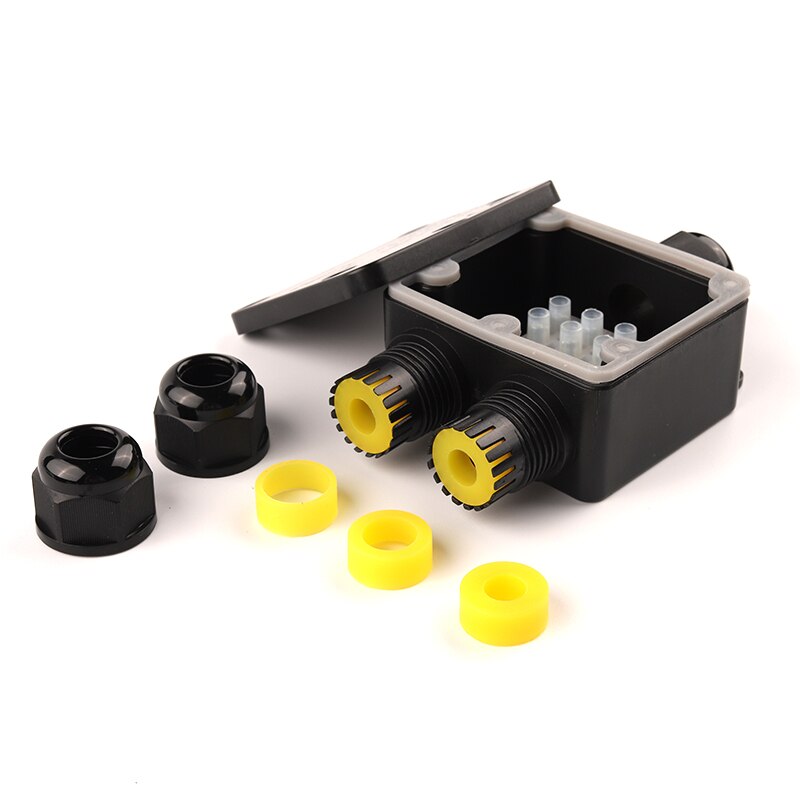 2/3 Way IP68 Black Outdoor Waterproof Cable Electrical Junction Box 41A/450V with Terminals for Light Wiring Accessories