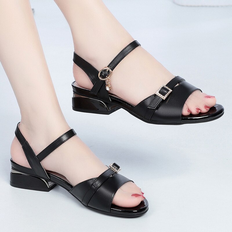 Timetangladies Romeinse Sandalen Zomer Jurk Sandalen Vrouwen Dikke Hak Comfortabele Big Size 41 42 43 Vrouwen Sandalen