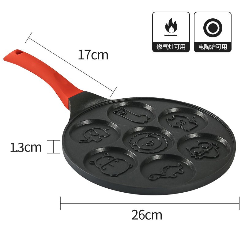 Aluminium Koekenpan Zeven-Hole Smiley Gezicht Animal Mold Pancake Omelet Pan Non-stick Ontbijt Ei Pot ZM1124: Animal