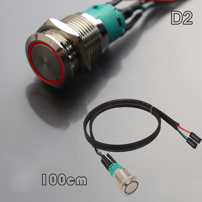 Cable de interruptor de botón de Metal para PC, interruptor de botón SW de alimentación de inicio de Host, botón SW de reinicio de computadora con Cable de reinicio automático/autobloqueo: Morado