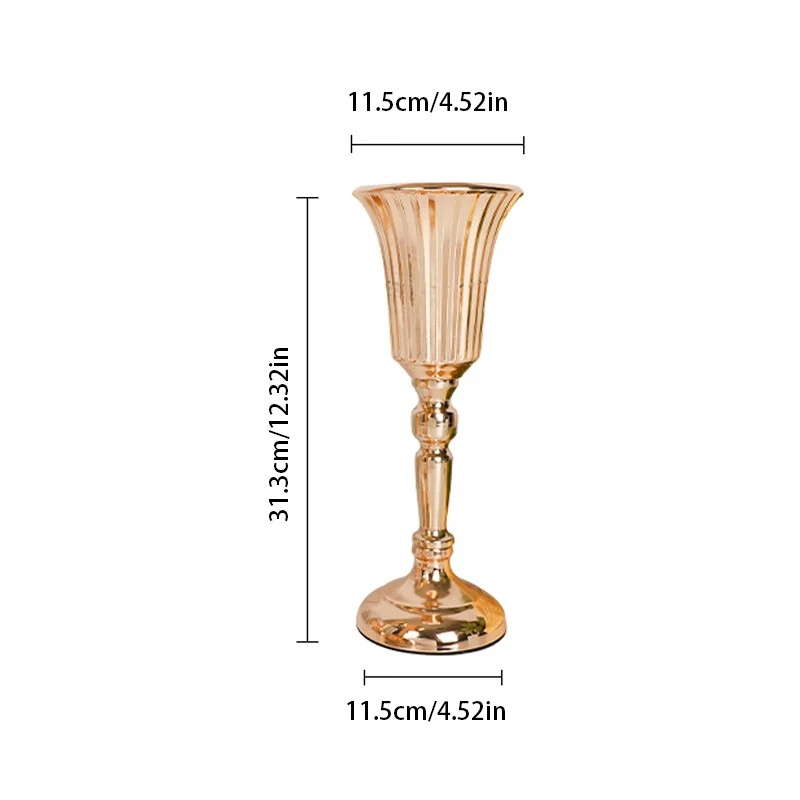 1pc metall trumpetvaser bröllopsfest rekvisita bordsdekorationer blomsterställ ljusstake välkomstområde vägguide skrivbordsdekor: Gul