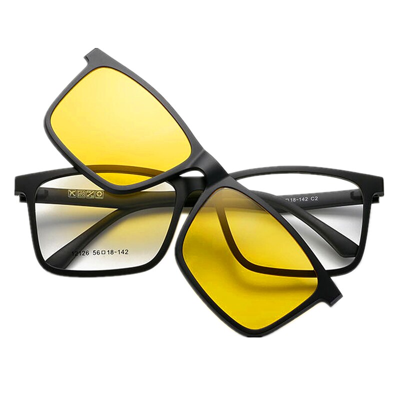 Gafas para miopía con montura para hombre y mujer, lentes de sol polarizadas de absorción magnética con espejo de manga con 5 Clip, cuadradas y grandes