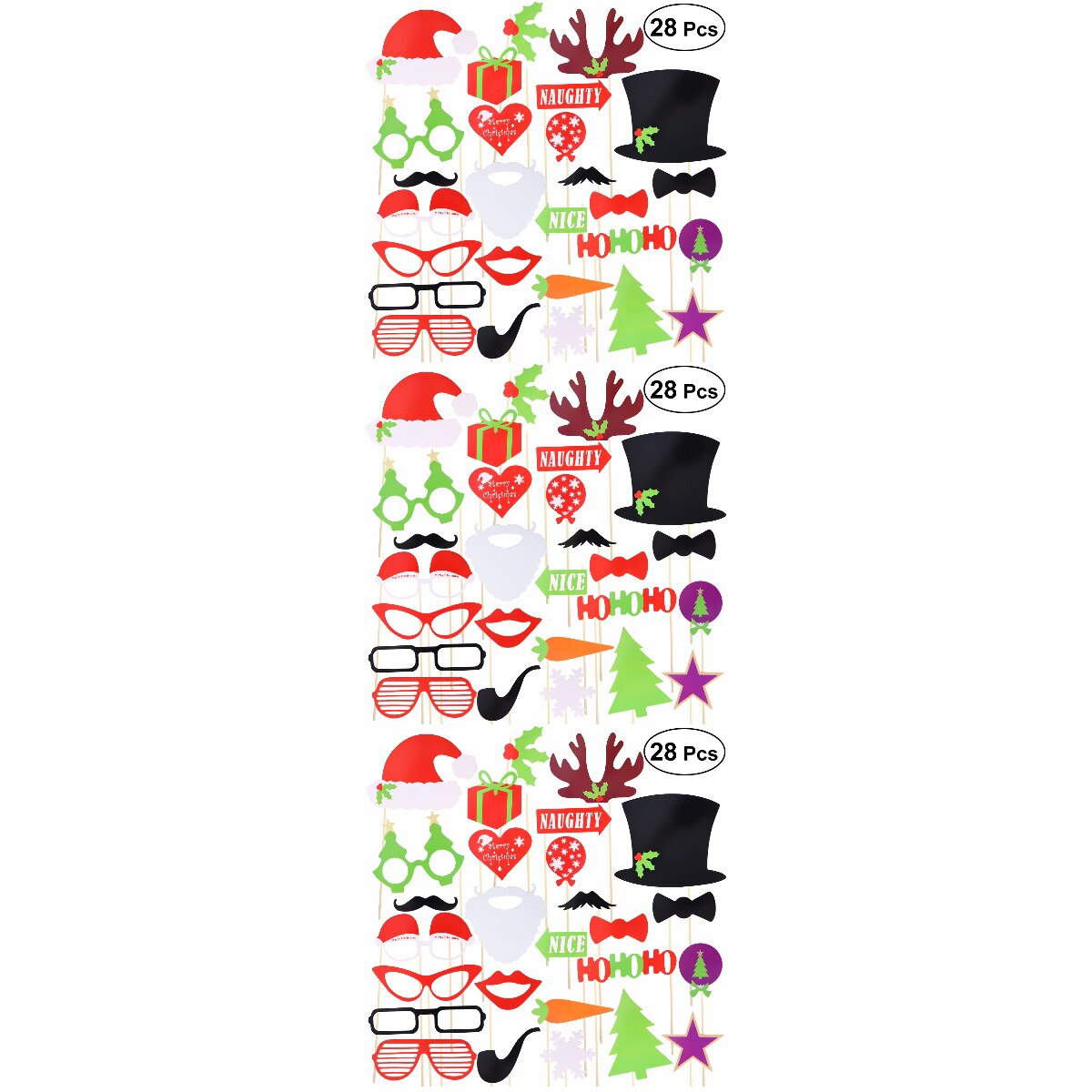 84 Pcs Christmas Party Photo Booth Props Posing Props Christmas Trees Hats Glasses Mustache Kit for Party Decoration