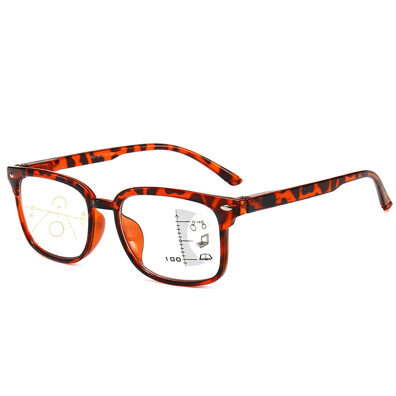 Lunettes de lecture multifocales progressives pour hommes et femmes, Anti-lumière bleue, Vintage, pour ordinateur, carrées presbytes, 2025: Orange / +100