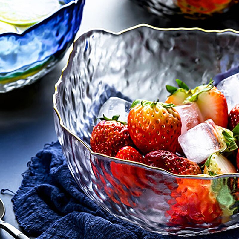Fruktsallad ramen glasskål söt blandning ris spannmål soppa skålar ställa glass dessert skål kök hushållsservis
