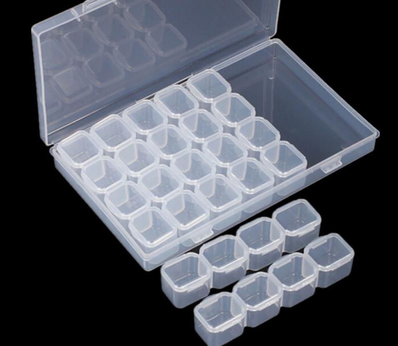 Storage 28 lattice jewelry storage box finishing dust proof lattice transparent drill box medicine box beads button 1853