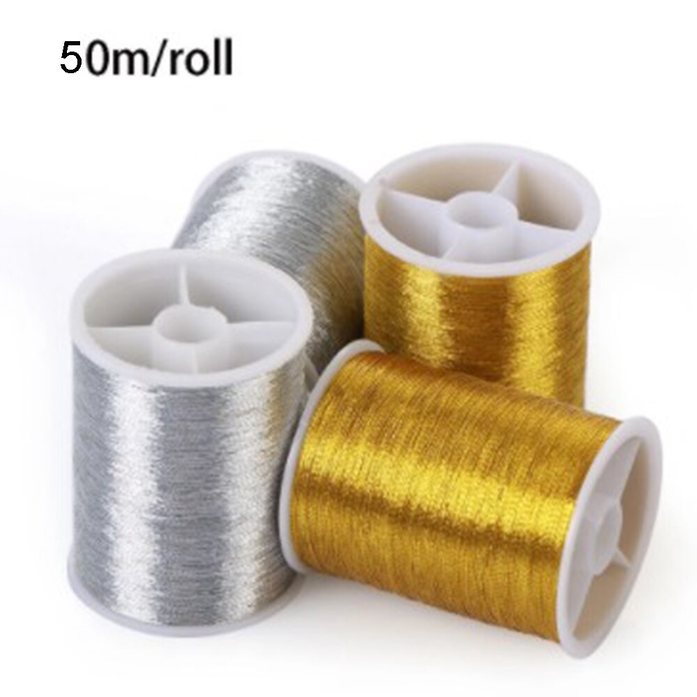 1Piece 50m/Roll Embroidery Thread Gold Wire for Handmade Cross Stitch DIY Crafts Sewing Machine Sewing Thread