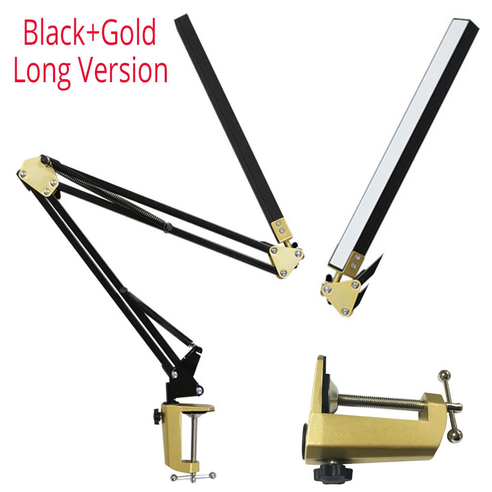 Led-bordslampe med klemme , 10w -sving-arm-bordslampe, iøjnefaldende dæmpbar skrivebordslampe med 10 lysstyrkeniveauer , 3 lystilstande: Sort guld