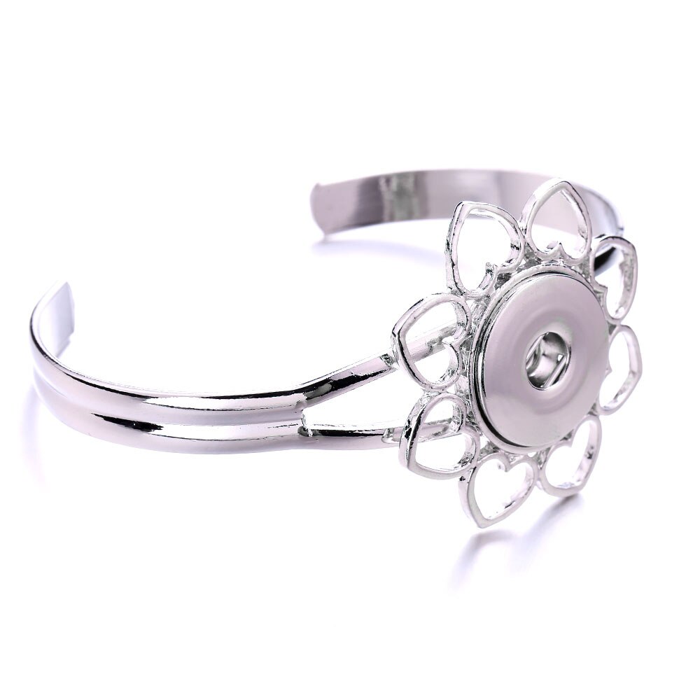 Snap Button Bracelet Cuff Bangle 20mm 18mm Metal Silver plated Snap Bracelet Fit Snaps Buttons Interchangeable Jewelry: 14
