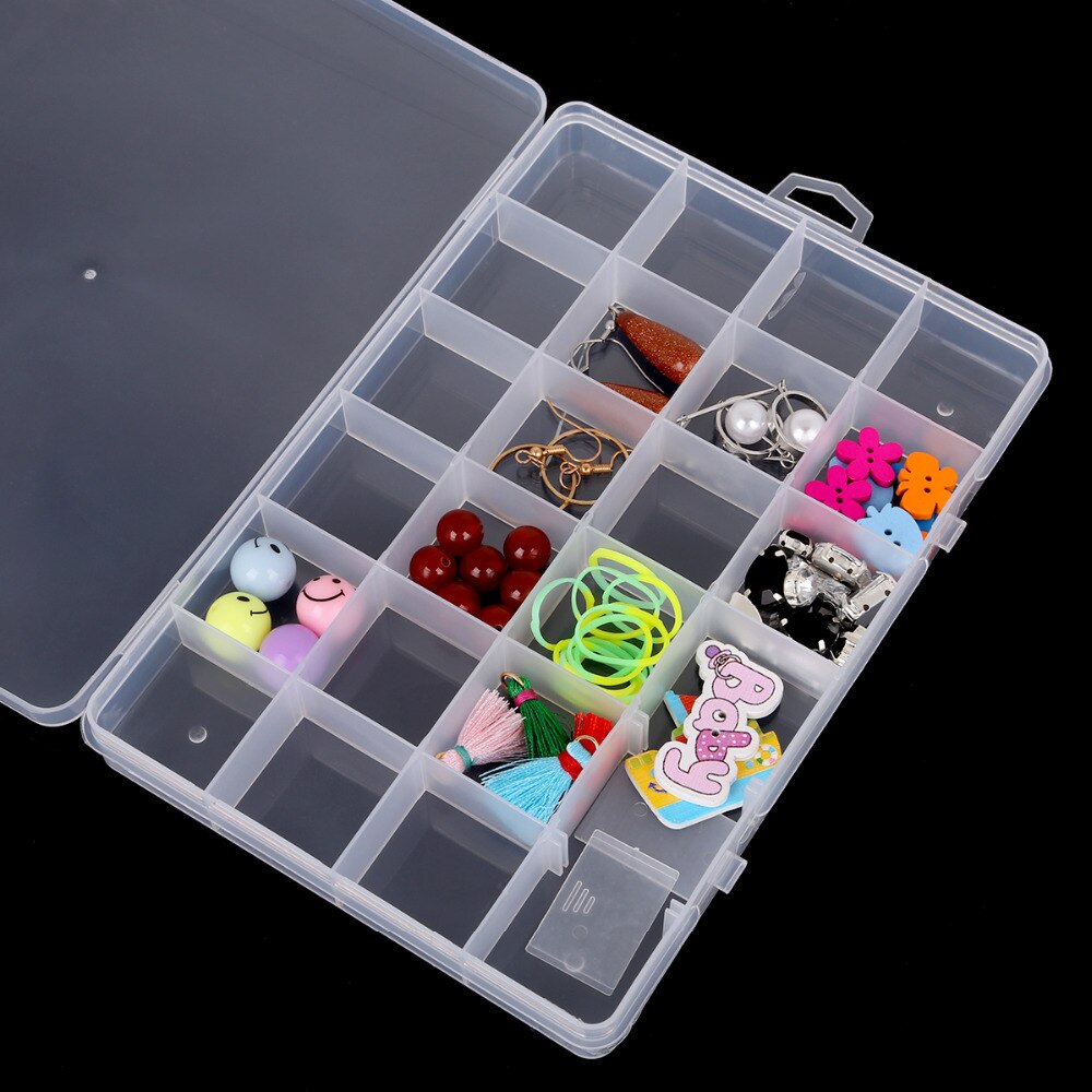 24 Slots Verstelbare Sieraden Opbergdoos Case Craft Organizer Kralen Multi Grids Transparant Plastic Opbergdoos Draagbare