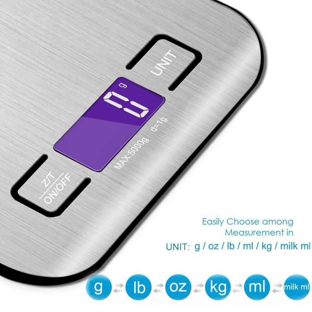 5/10KG x 1g Stainless Steel Digital Household Kitchen Measuring Weight Food Scale Electronic Scale Digital Without Battery