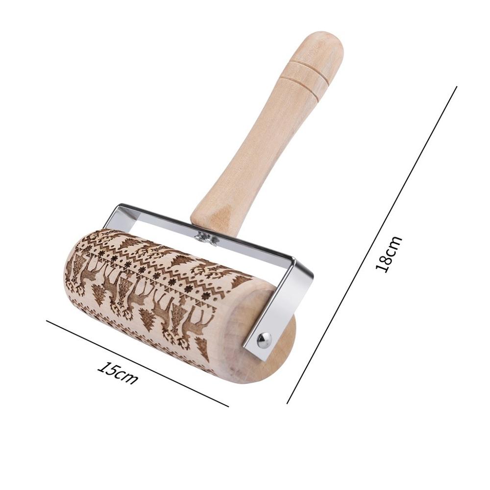 Kerst Rolling Pins Rock Xmas Tree Elanden Houten Rolling Embossing Bakken Cookies Biscuit Roller rouleau patisserie noel # 3F