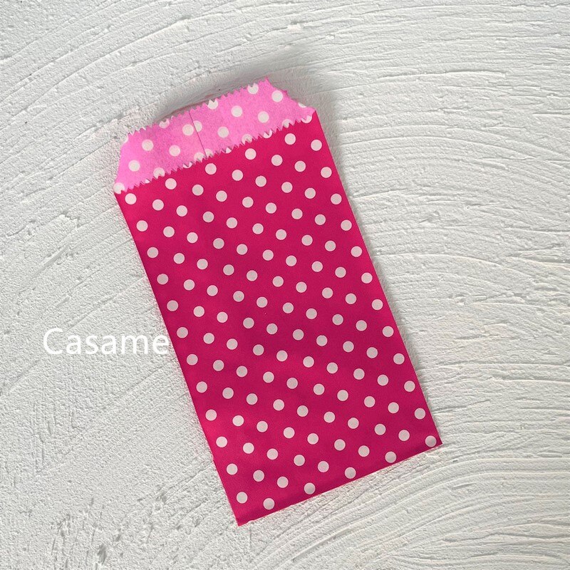 Sacs à bonbons biodégradables pour friandises, 100 pièces 8x15 cm, sacs en papier pour de fête, sac artisanal en papier imprimé à pois, sac de boulangerie, de mariage pour enfant: Hot pink Dot