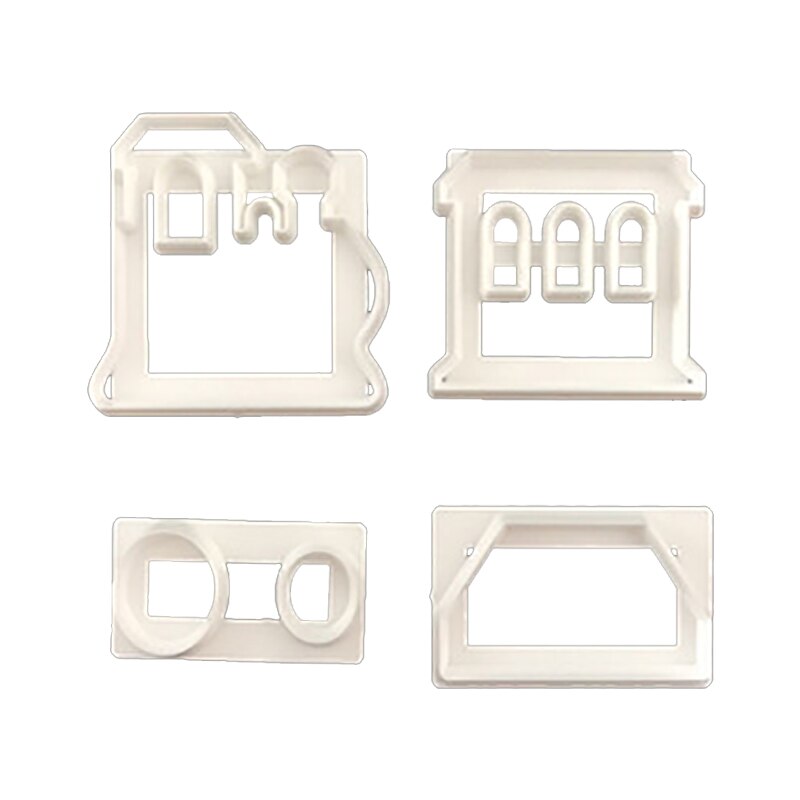 4Pcs Kinderen Trein Bakken Afdrukken Set Transporter Embossing Mold Lente Mold Cookie Fondant Cutters Stamp Keuken Bakken Tools