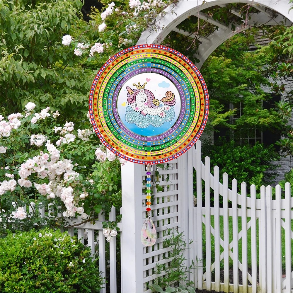 Exquisite Rotatable Wind Chime Kit 5D Diamond Painted Shaped Diamond Embroidery Pendant DIY Craft Mosaic Home Decor