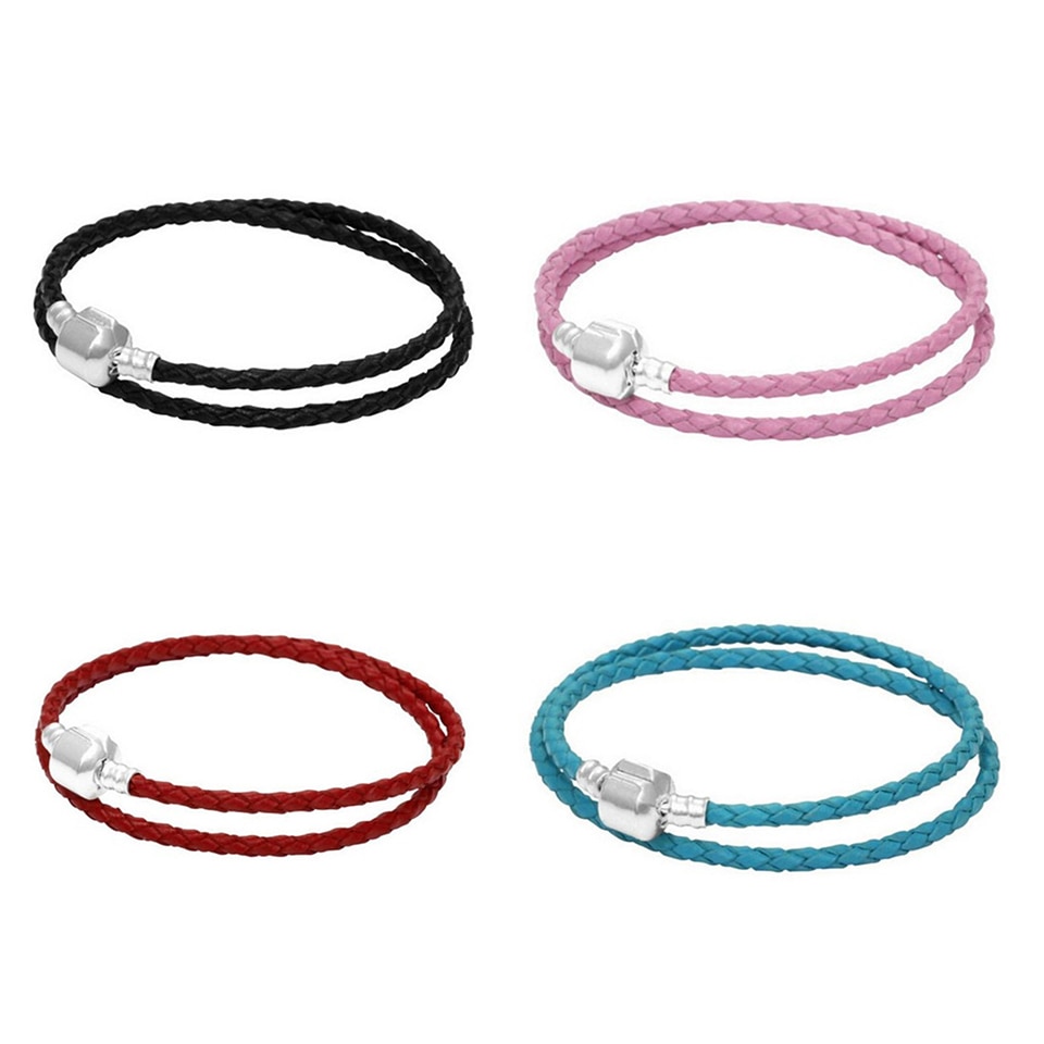 Bracelet 925 Sterling Silver charm leather brads Men and women-class DIY Bracelet Jewelry