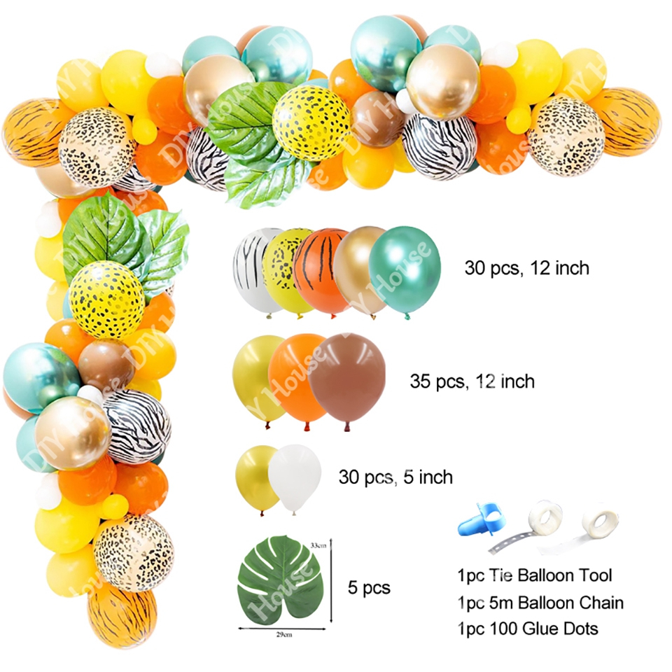 100 stk jungle safari tema fest forsyninger grøn ballon guirlande diy bue sæt fødselsdag baby shower skov fest dekorationer