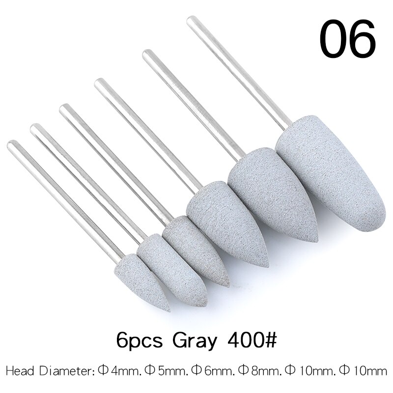 6Pcs Rubber Silicon Nail Boren Set Frezen Voor Manicure Pedicure Elektrische Polijstmachine Sterke Nagel Boormachine Gereedschap: 6