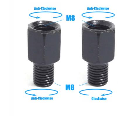 Paar Zwarte Motorfiets Spiegel Adapters M10 10Mm M8 8Mm Achteruitkijkspiegel Spiegels Conversie Bolt Rechtsom Anti-Klok Rechts links Draad: Ivoor