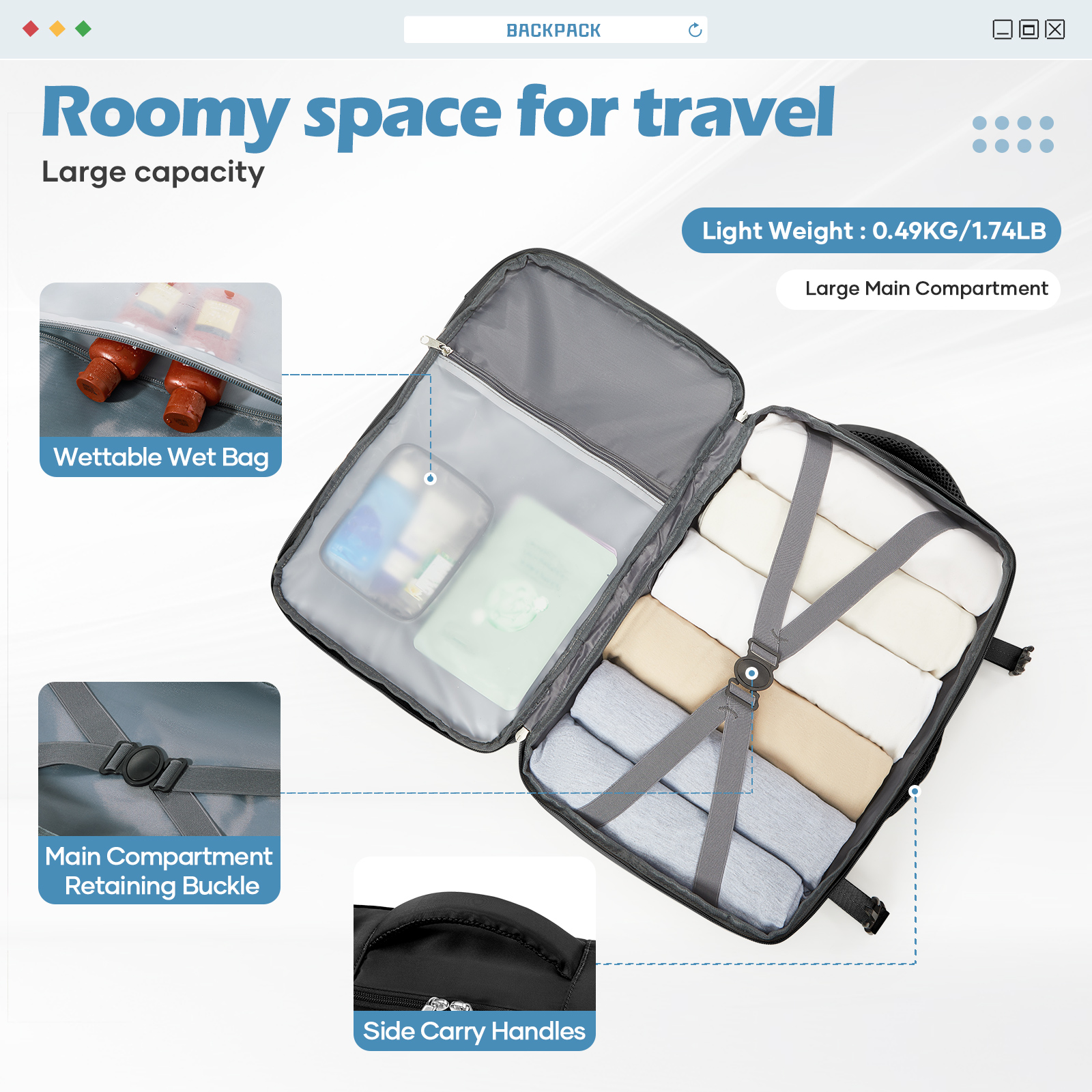 Käsimatkatavaralaukku 45 x 36 x 20cm easyjet-matkareppu, vedenpitävä matkareppu lentokoneen käsimatkatavarat 15.6 tuuman koulun kannettavan tietokoneen laukku