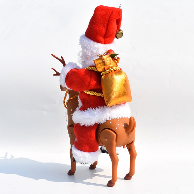 Jul festival stil legetøj sød julemanden med elg plastik klud materiale bevægende stemme sjov sikkerhed dekoration legetøj