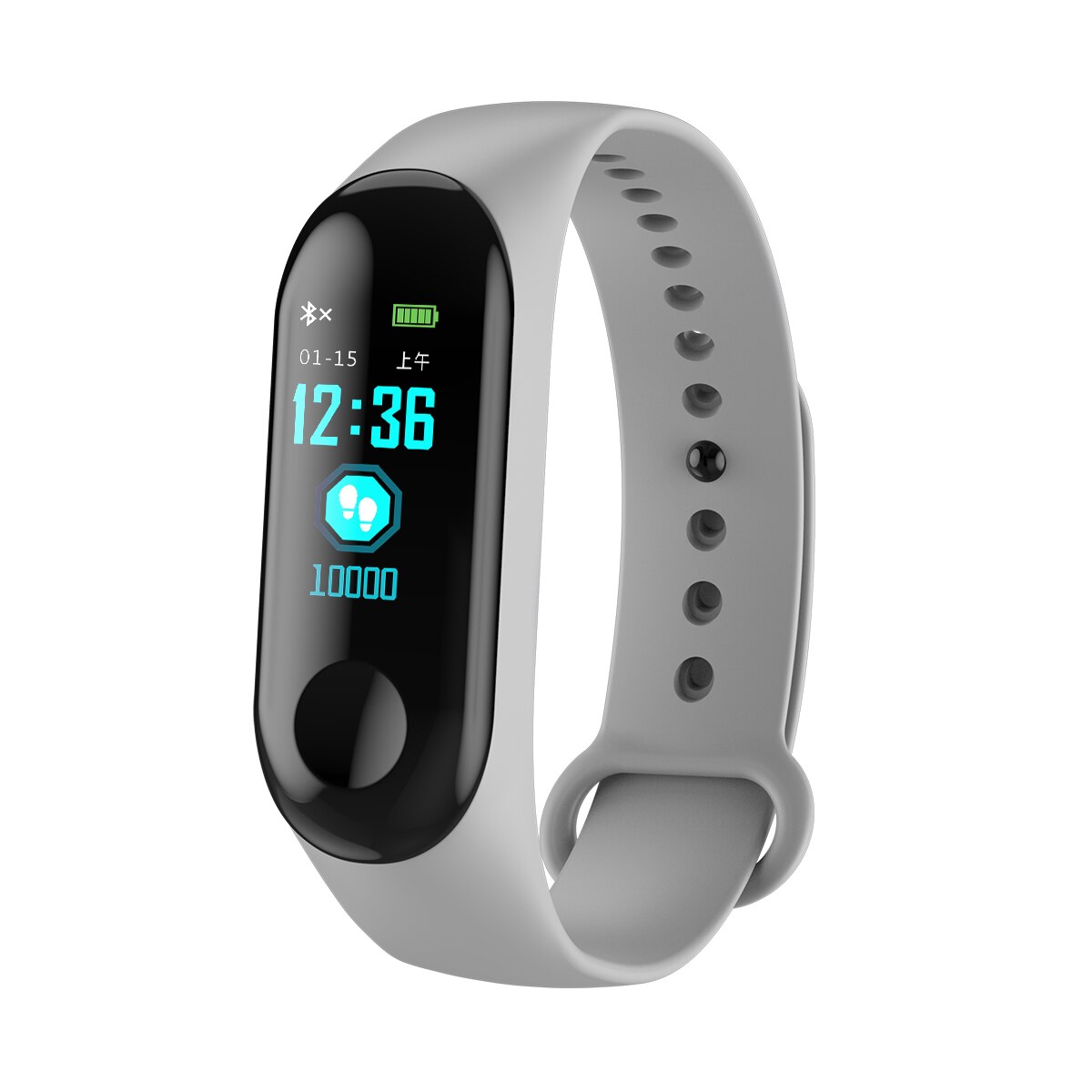 M3 Color Screen Men's Smartband Heart Rate Blood Pressure Mode Sleep Monitoring Multiple Reminders IOS Android Smart Watch: gray