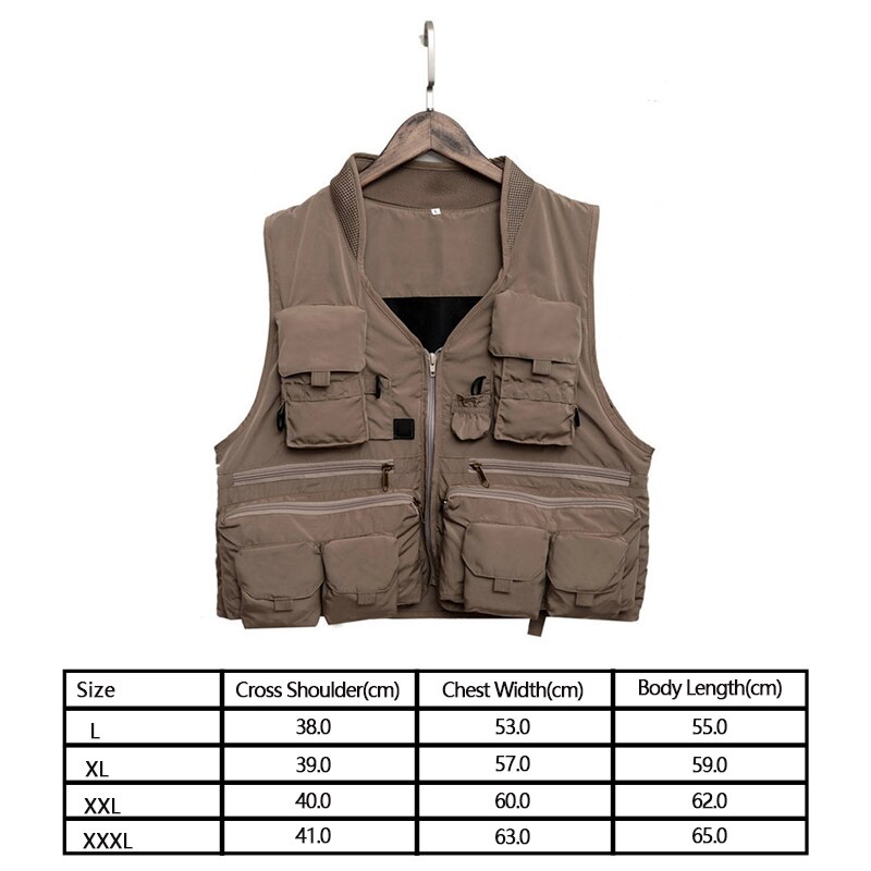 Korean Fishing Vest Quick Dry Fish Vest Breathable Material Fishing Jacket Outdoor Sport Survival Utility Safety Waistcoat: Khaki / L