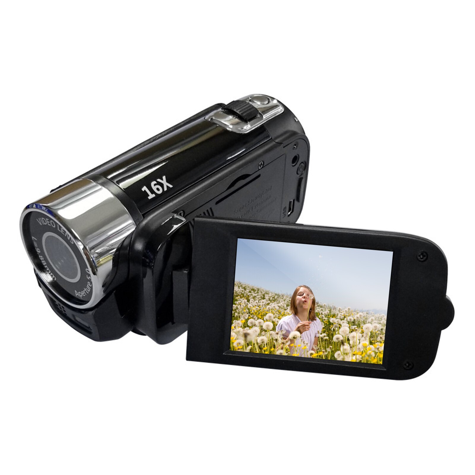 Videocamera digitale ad alta definizione portatile 1080P videocamera DV 16MP schermo LCD da 2.7 pollici Zoom digitale 16X batteria integrata: black